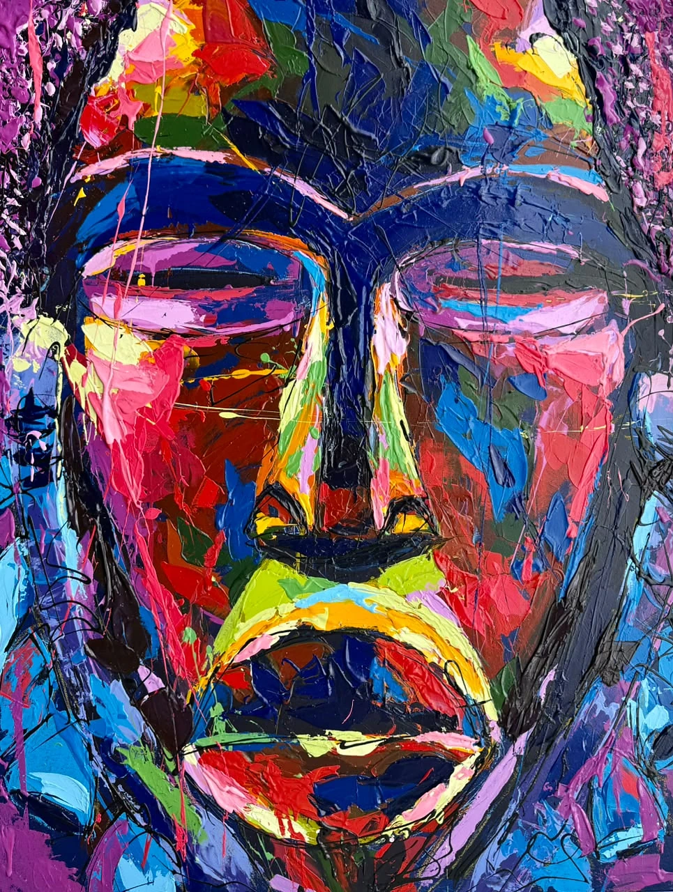 Visage monumental peint par Jean-Marc OttiOné